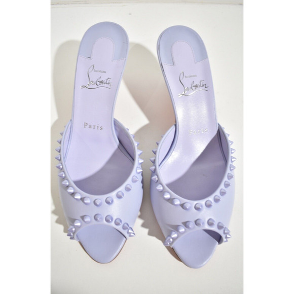 Christian Louboutin Me Dolly Spike 55 Skylight Purple Sandal Mule Heel Pump 38 - Picture 5 of 9
